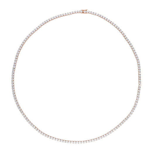 24 Ct Lab Grown Diamond Tennis 14K Rose Gold Necklace