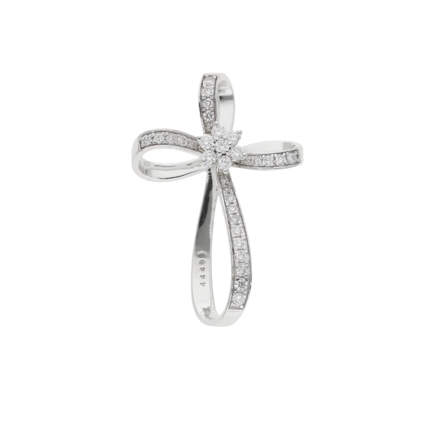 0.25 Ct Natural Diamond Cross with Flower Charm