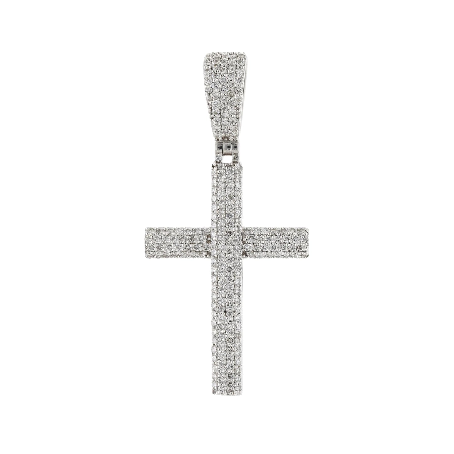 0.80 Ct Natural Diamond Iced-Out Cross Charm