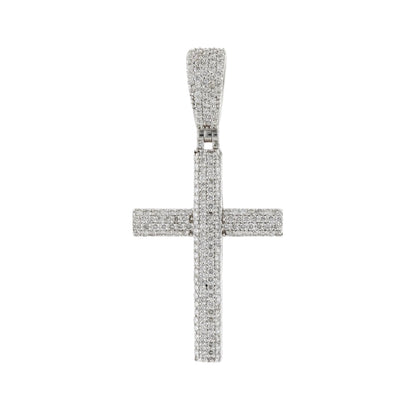 0.80 Ct Natural Diamond Iced-Out Cross Charm