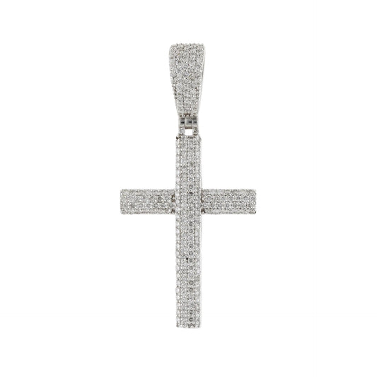 0.80 Ct Natural Diamond Iced-Out Cross Charm