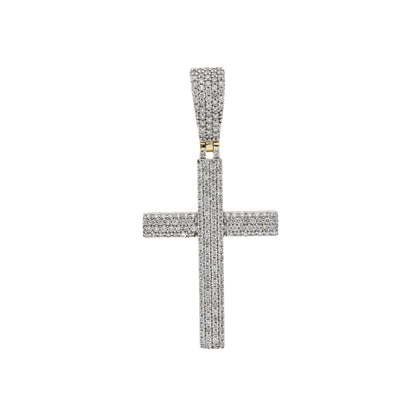 0.80 Ct Natural Diamond Iced-Out Cross Charm