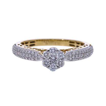 0.64 Ct Natural Pavé Diamond Engagement Ring - Helodia Jewelry