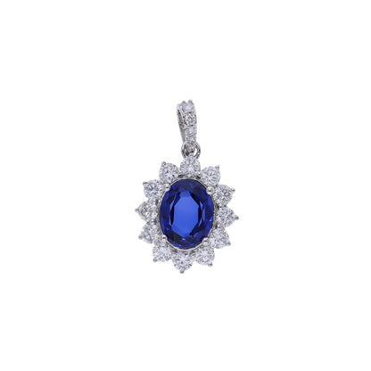 Oval Cut Blue Lab Sapphire Floral Charm