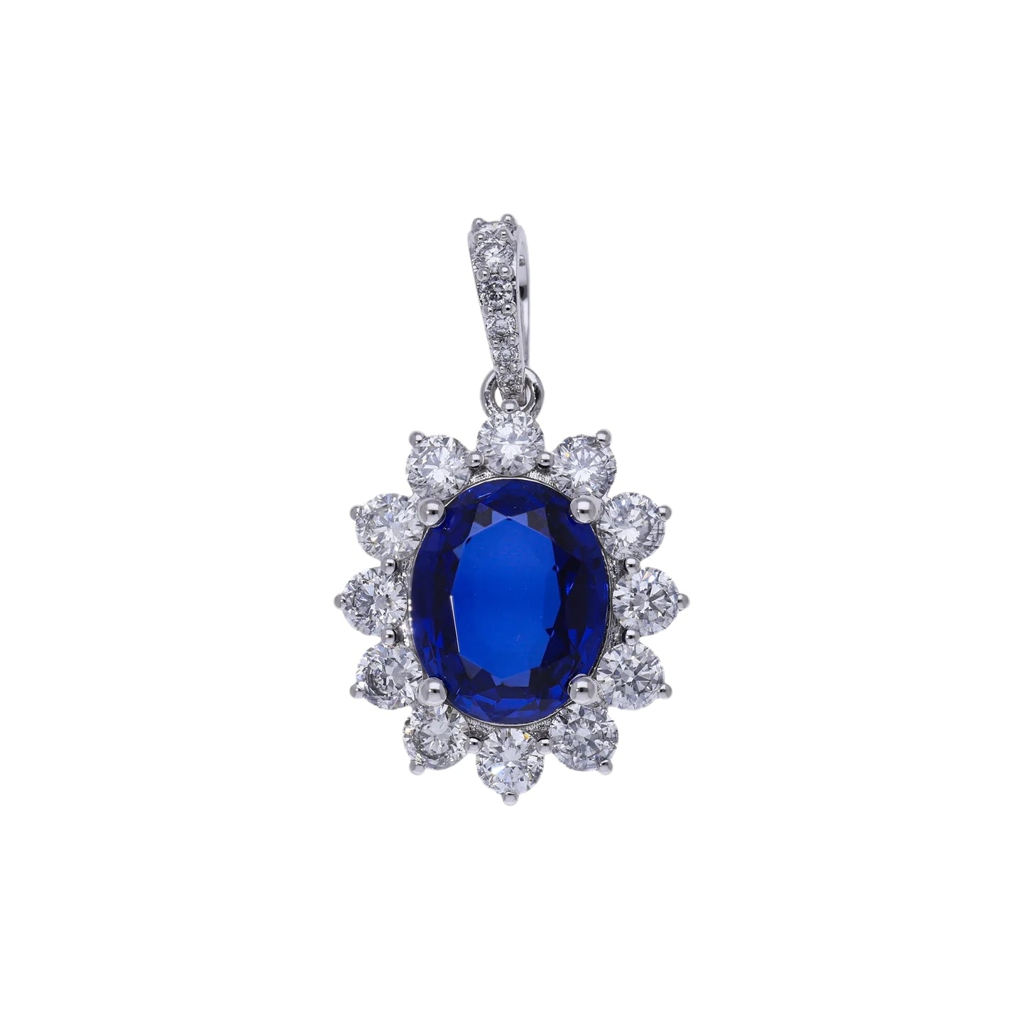 Oval Cut Blue Lab Sapphire Floral Charm