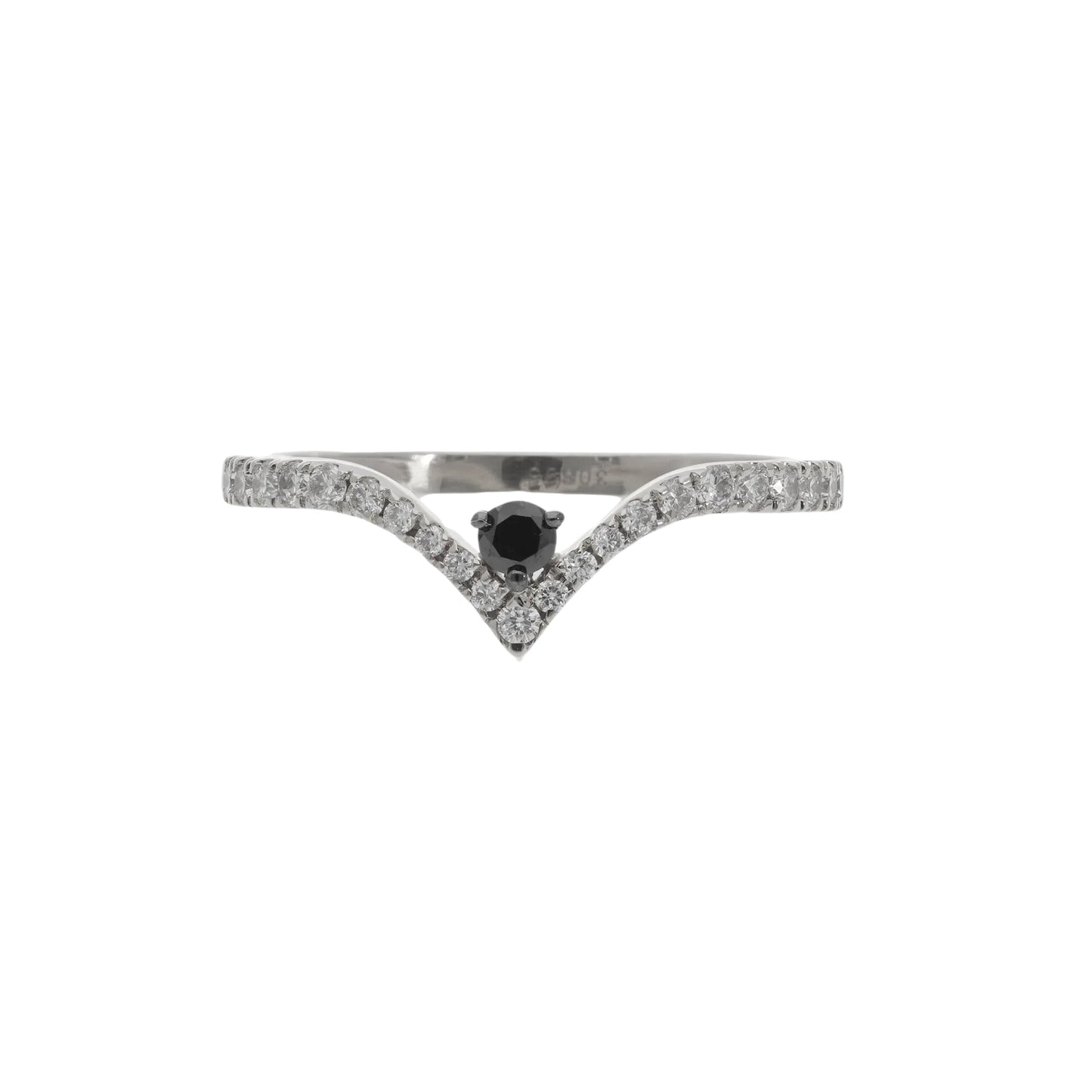 0.30 Ct Natural Brilliant Cut Diamond V Shaped Ring - Helodia Jewelry