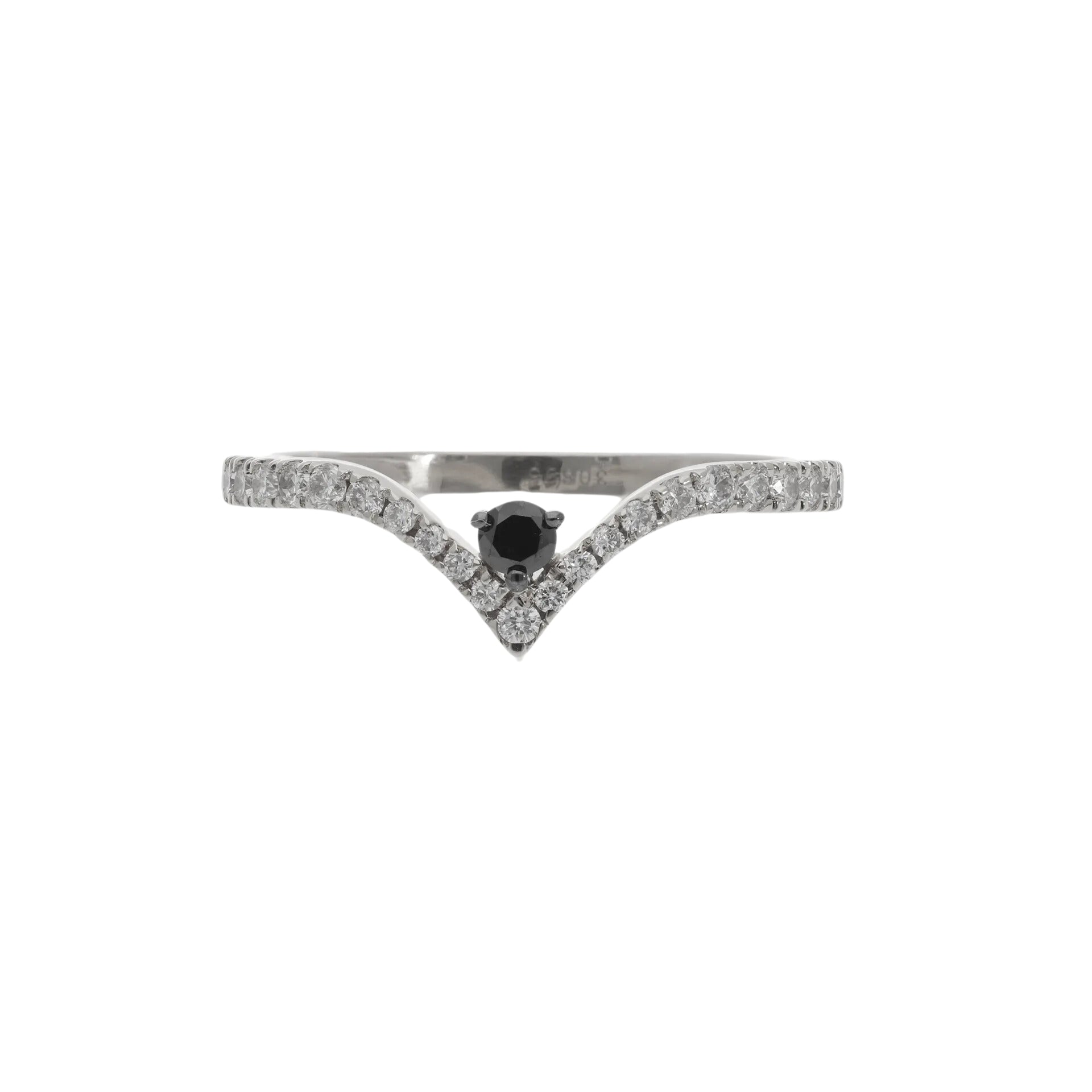0.30 Ct Natural Brilliant Cut Diamond V Shaped Ring - Helodia Jewelry