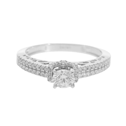 0.80 Ct Natural Brilliant Cut Diamond with Pavé Side Stones Engagement Ring