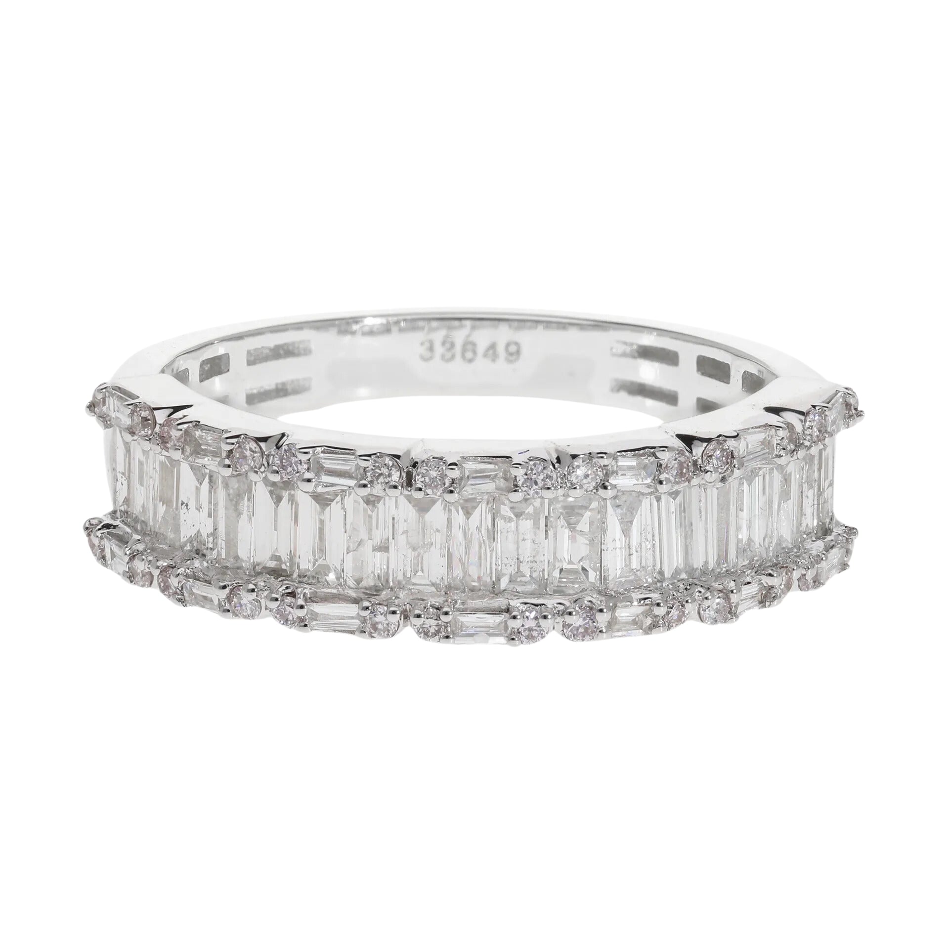 0.80 Ct Natural Baguette Diamond Eternity Ring - Helodia Jewelry