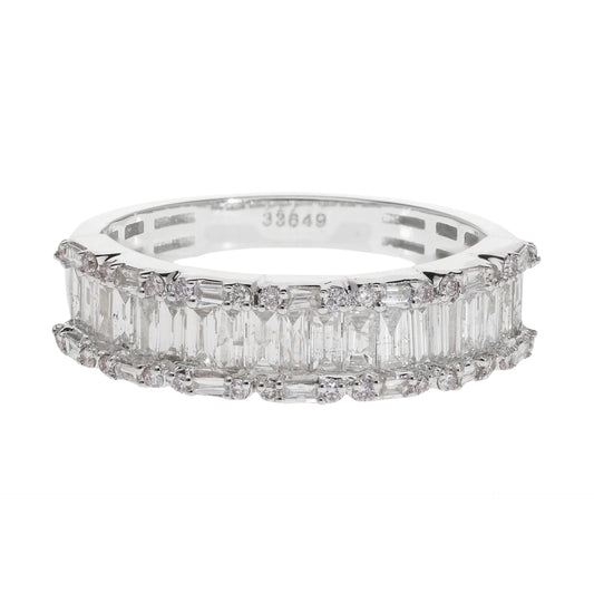 0.80 Ct Natural Baguette Diamond Eternity Ring - Helodia Jewelry