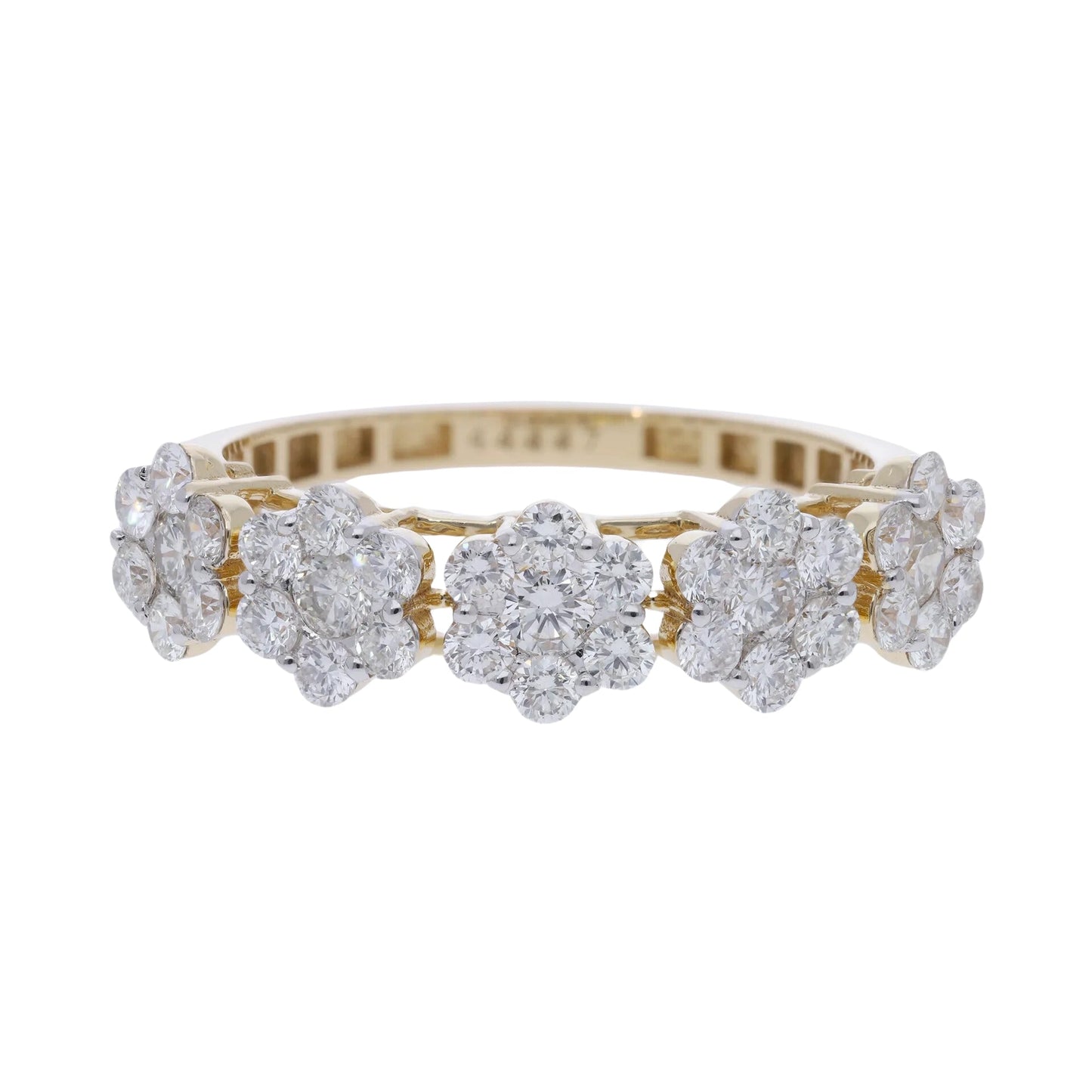 1.06 Ct Natural Diamond Flowers Ring - Helodia Jewelry