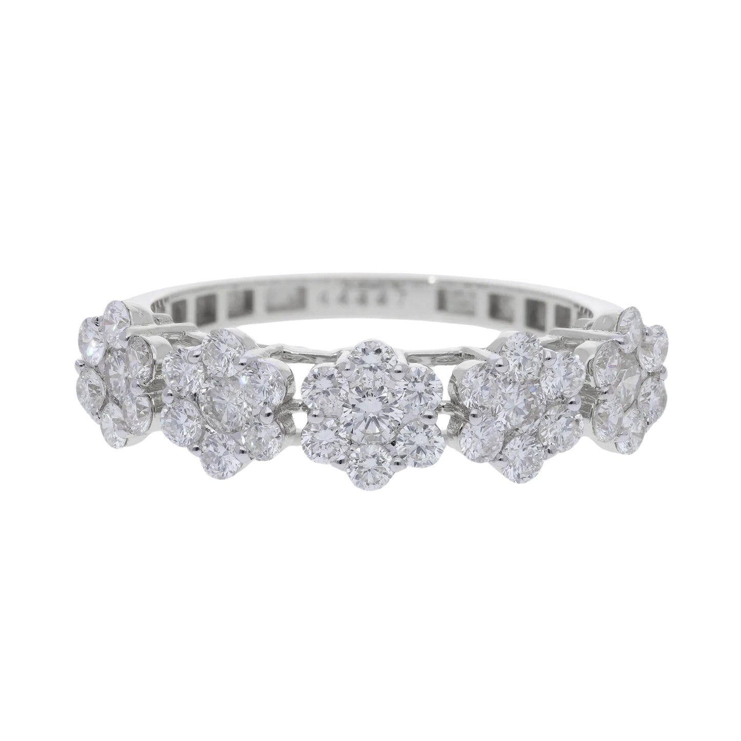 1.06 Ct Natural Diamond Flowers Ring - Helodia Jewelry