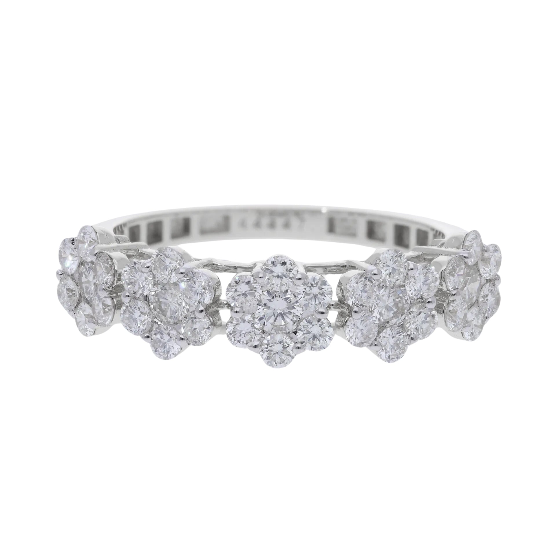 1.06 Ct Natural Diamond Flowers Ring - Helodia Jewelry
