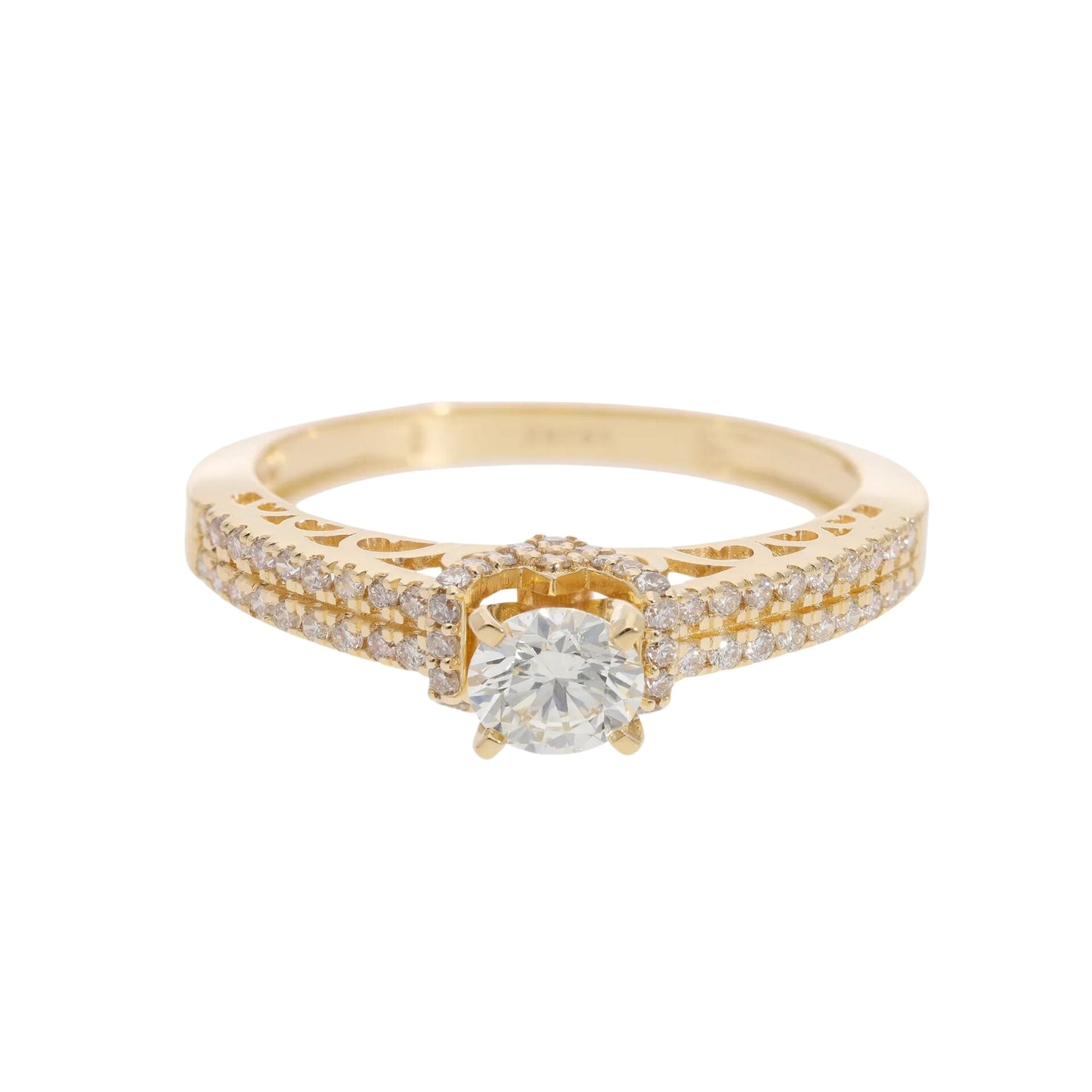 0.90 C Royal Natural Brilliant Cut Diamond Pavé Engagement Ring - Helodia Jewelry