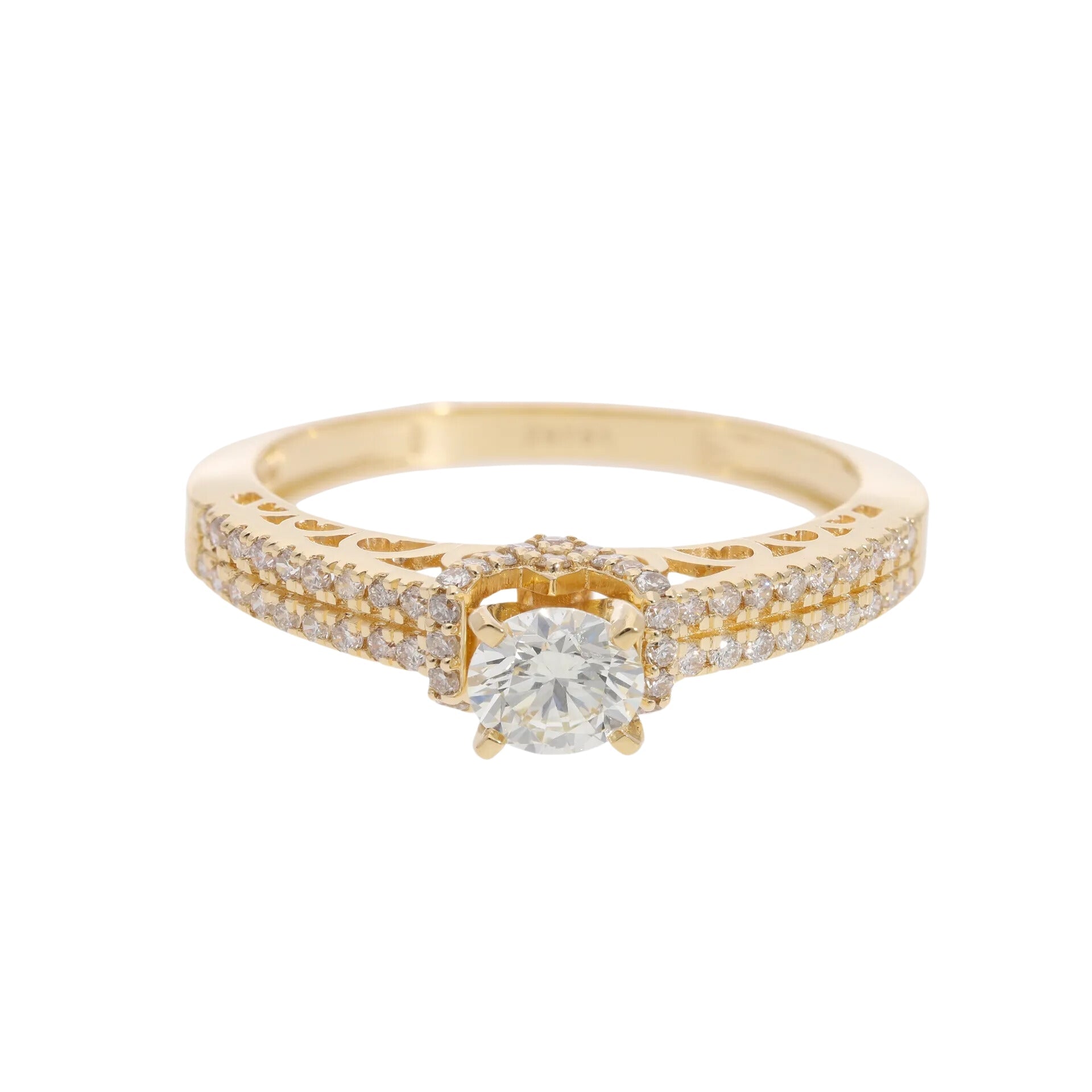 0.90 C Royal Natural Brilliant Cut Diamond Pavé Engagement Ring - Helodia Jewelry