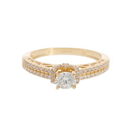 0.90 C Royal Natural Brilliant Cut Diamond Pavé Engagement Ring - Helodia Jewelry