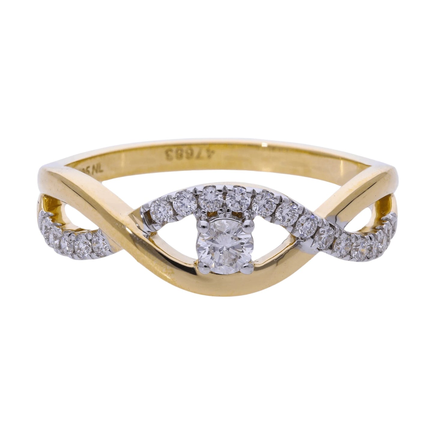 0.30 Ct Natural Brilliant Cut Pavé Diamond Eye Ring - Helodia Jewelry