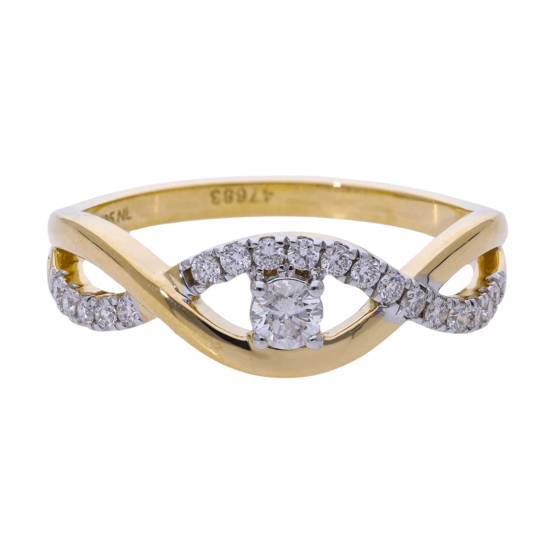 0.30 Ct Natural Brilliant Cut Pavé Diamond Eye Ring - Helodia Jewelry