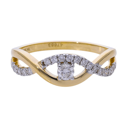 0.30 Ct Natural Brilliant Cut Pavé Diamond Eye Ring - Helodia Jewelry