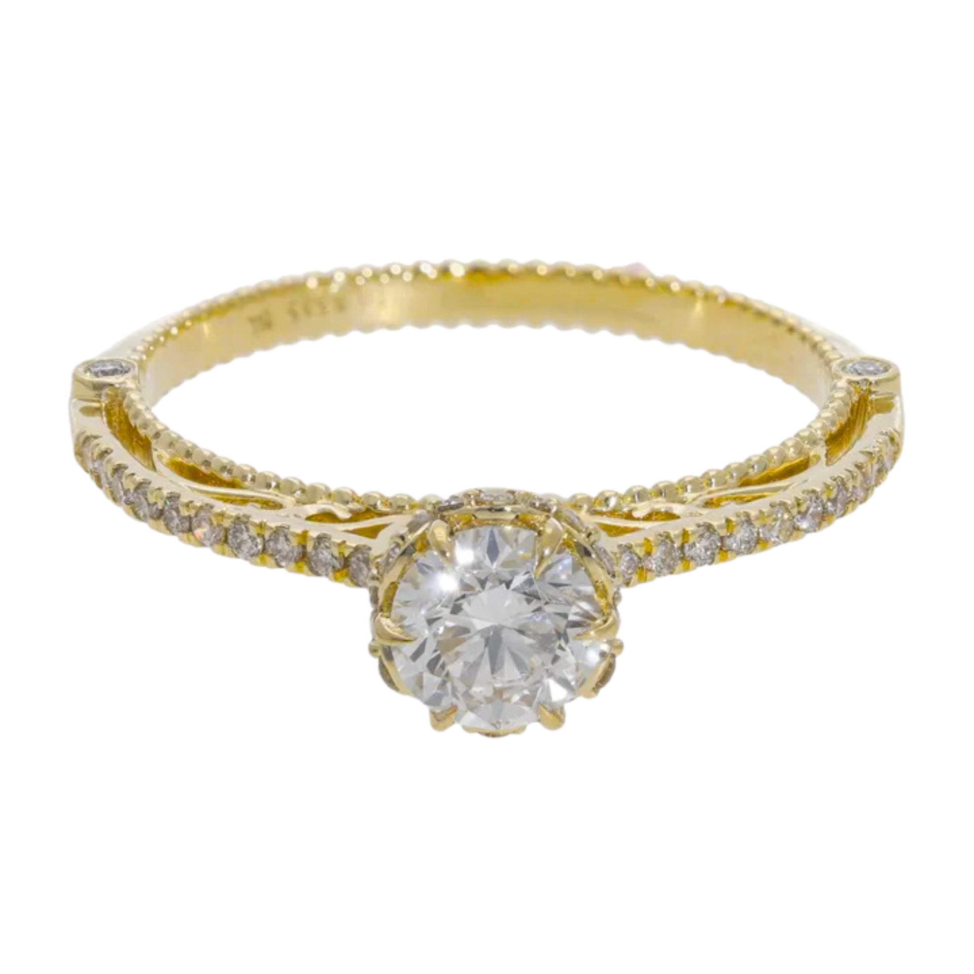 0.80 Ct Royal Natural Brilliant Cut Pavé Diamond Engagement Ring - Helodia Jewelry