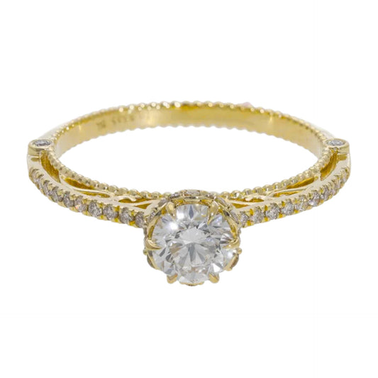 0.80 Ct Royal Natural Brilliant Cut Pavé Diamond Engagement Ring - Helodia Jewelry