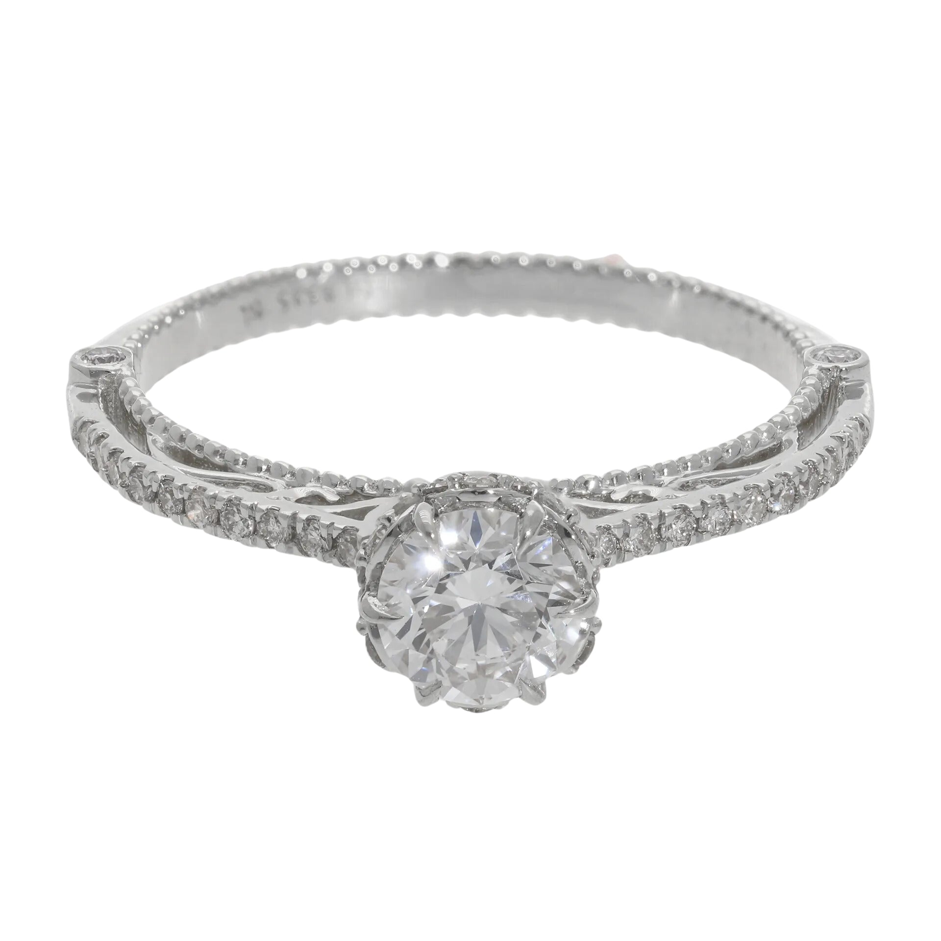 0.80 Ct Royal Natural Brilliant Cut Pavé Diamond Engagement Ring - Helodia Jewelry