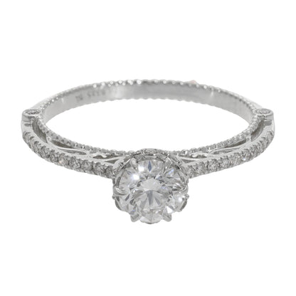 0.80 Ct Royal Natural Brilliant Cut Pavé Diamond Engagement Ring - Helodia Jewelry