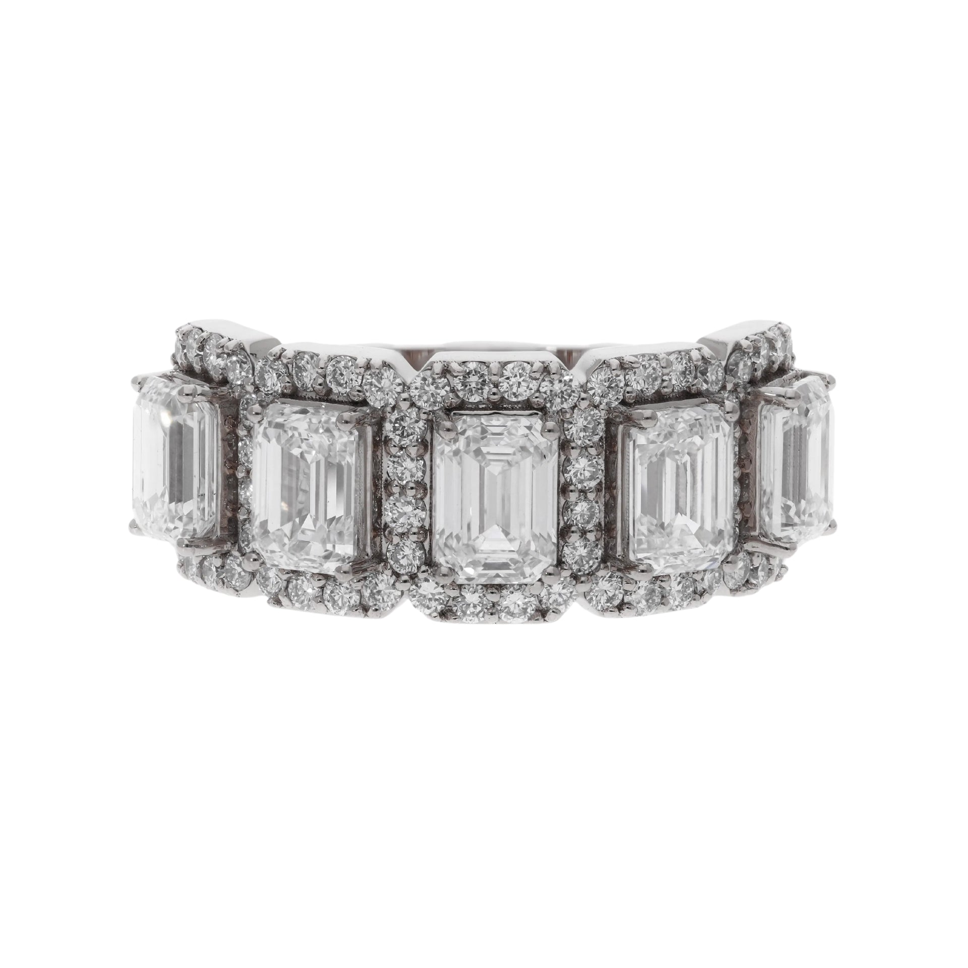 3.59 Ct Lab Grown Emerald Cut Diamond Halo Ring - Helodia Jewelry