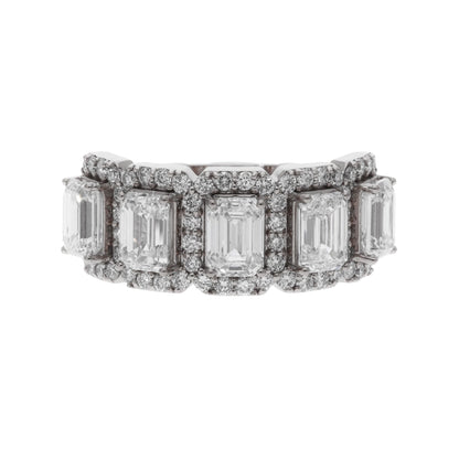 3.59 Ct Lab Grown Emerald Cut Diamond Halo Ring - Helodia Jewelry