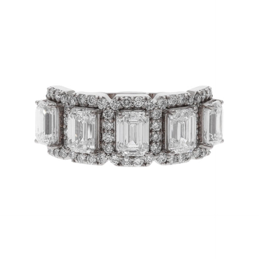 3.59 Ct Lab Grown Emerald Cut Diamond Halo Ring - Helodia Jewelry