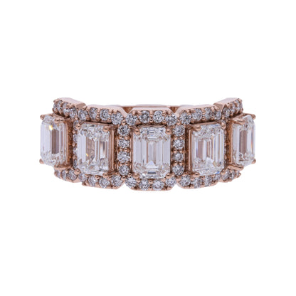 3.59 Ct Lab Grown Emerald Cut Diamond Halo Ring - Helodia Jewelry