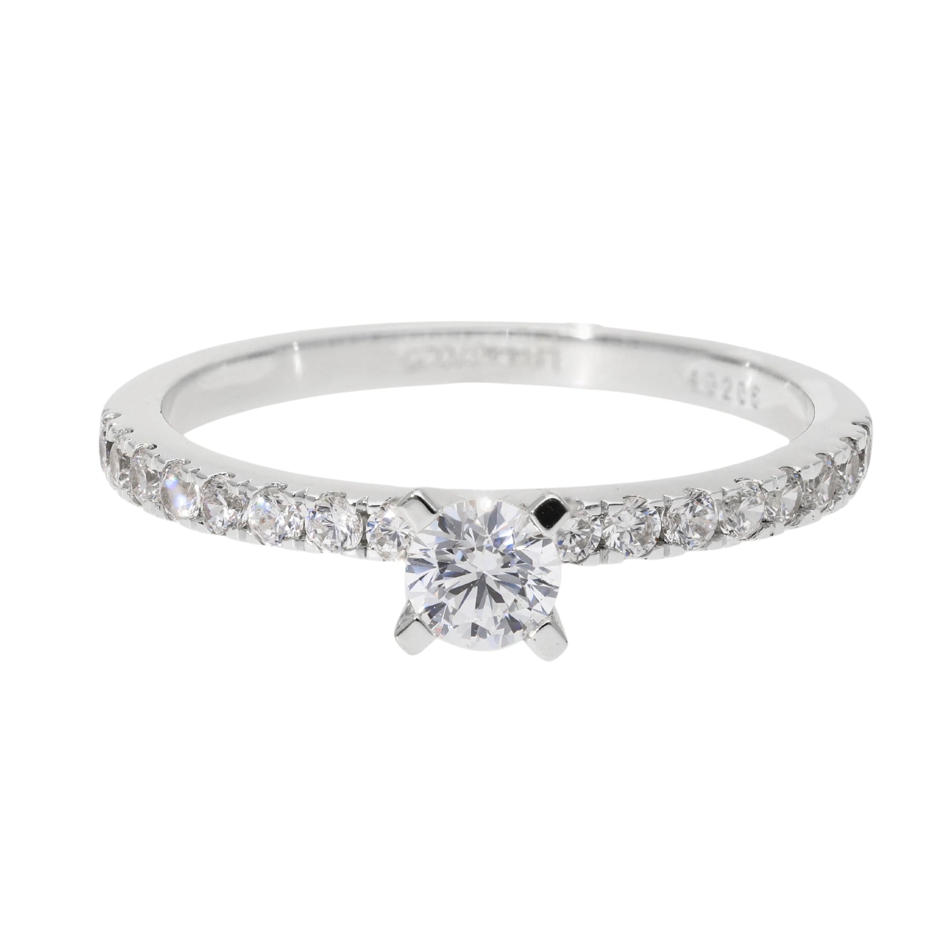 0.50 Ct Classic Natural Brilliant Cut Pavé Diamond Engagement Ring - Helodia Jewelry