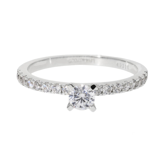 0.50 Ct Classic Natural Brilliant Cut Pavé Diamond Engagement Ring - Helodia Jewelry