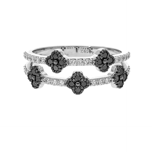 0.52 Ct Natural Diamond Black Clovers Ring - Helodia Jewelry