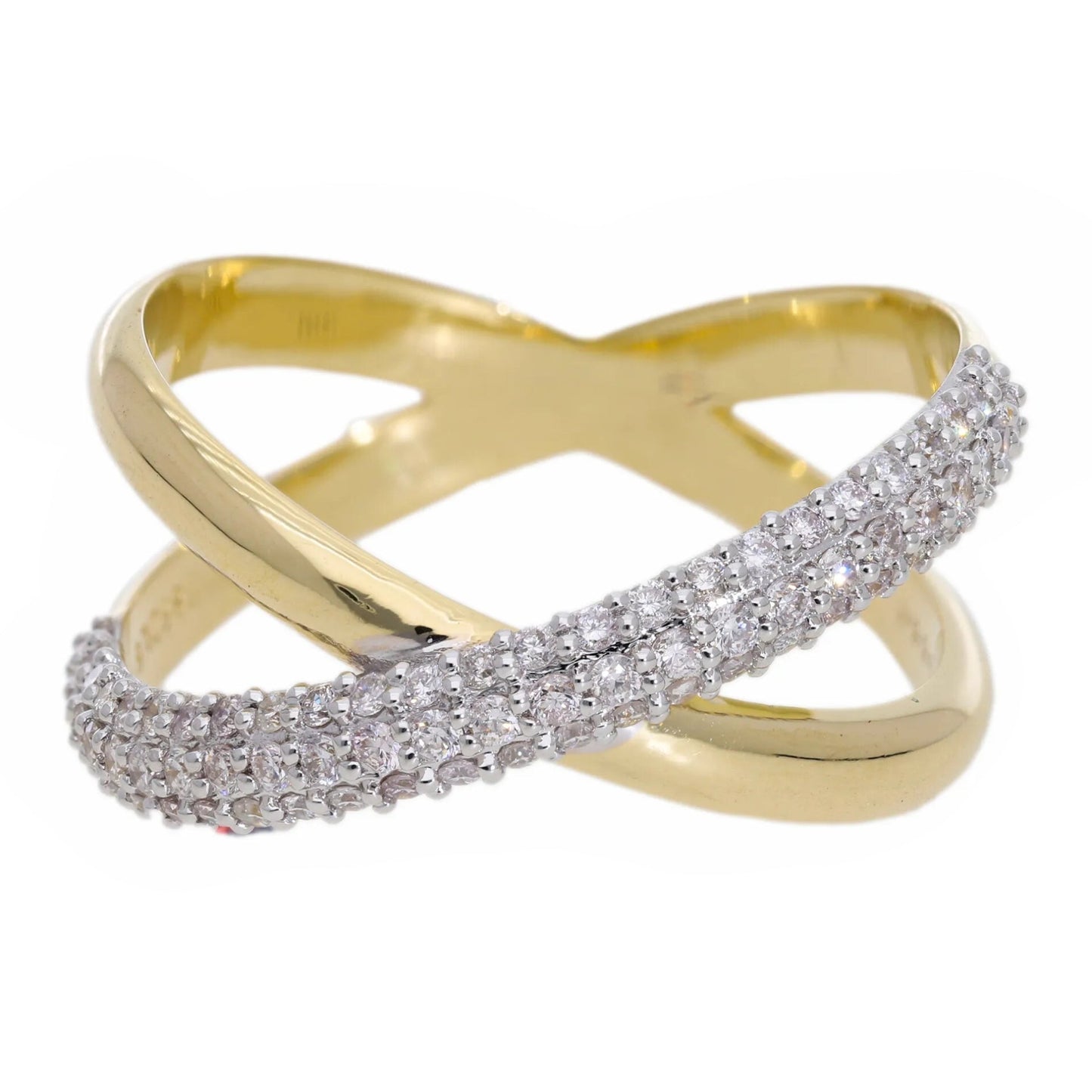 0.44 Ct Natural Pavé Diamond Cross Eternity Ring - Helodia Jewelry