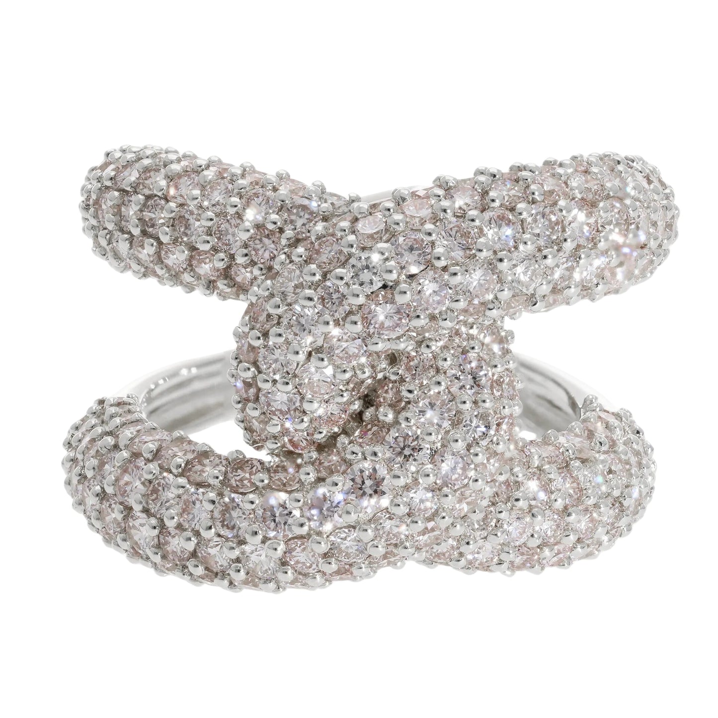 3.73 Ct Natural Pavé Diamond Knot Ring - Helodia Jewelry