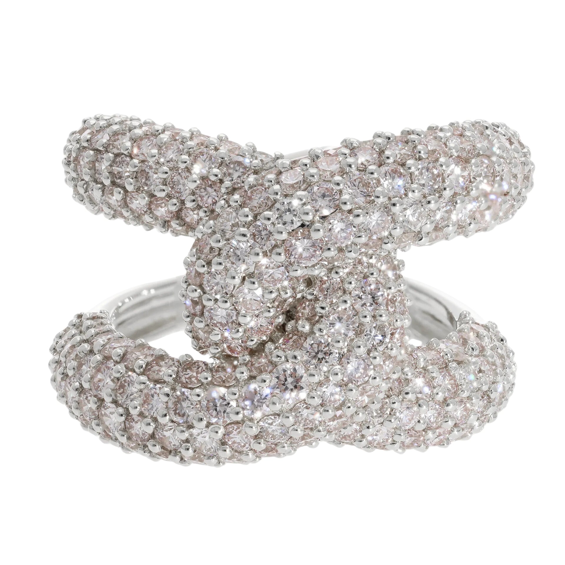 3.73 Ct Natural Pavé Diamond Knot Ring - Helodia Jewelry