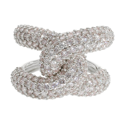 3.73 Ct Natural Pavé Diamond Knot Ring - Helodia Jewelry