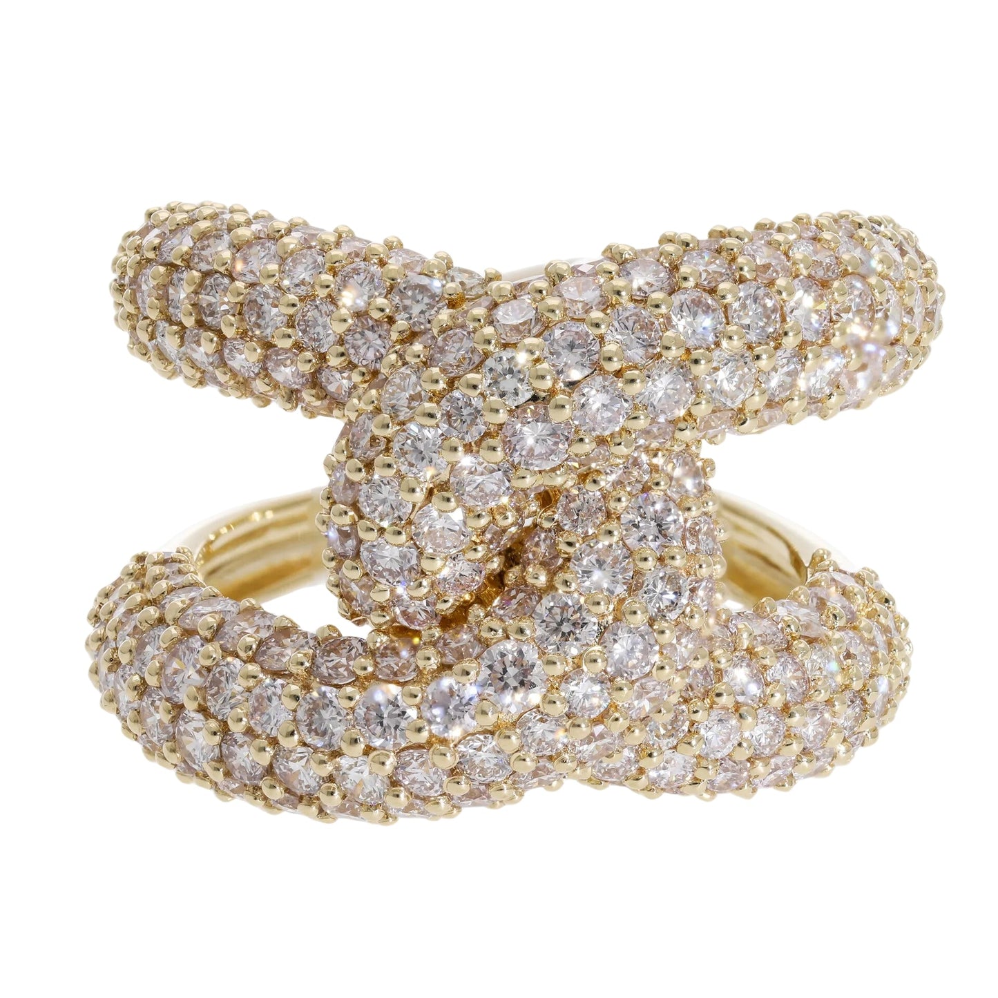3.73 Ct Natural Pavé Diamond Knot Ring - Helodia Jewelry
