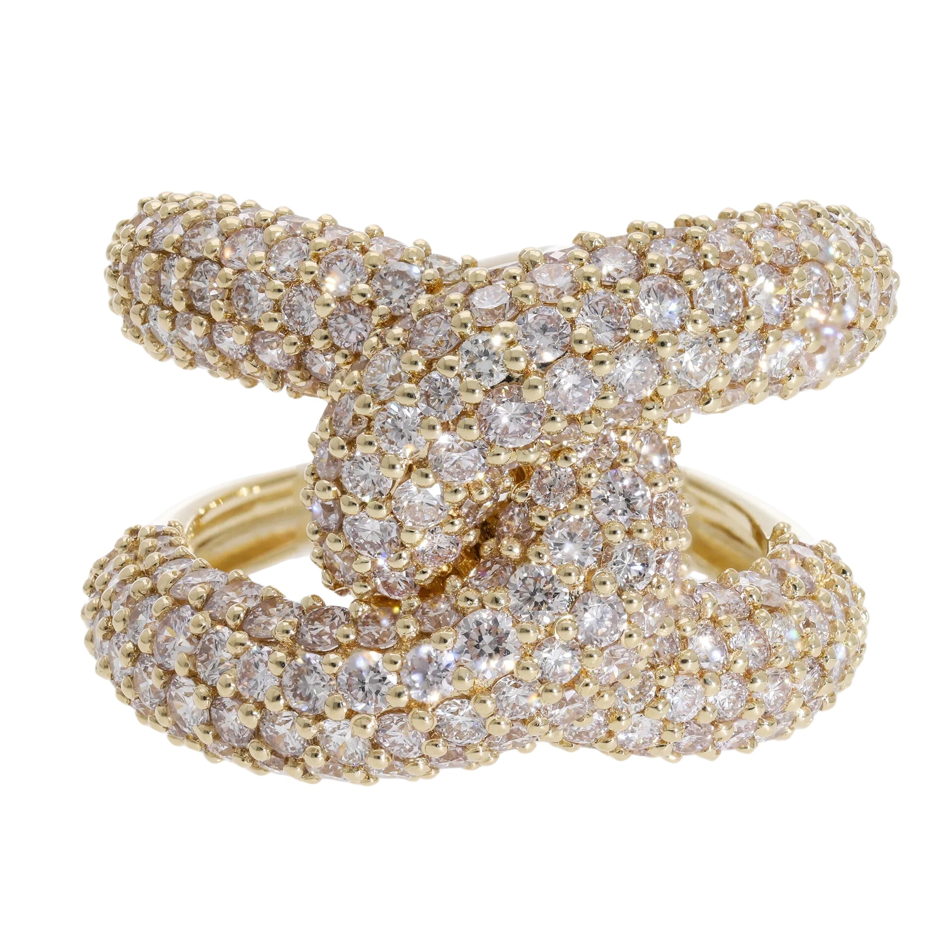 3.73 Ct Natural Pavé Diamond Knot Ring - Helodia Jewelry