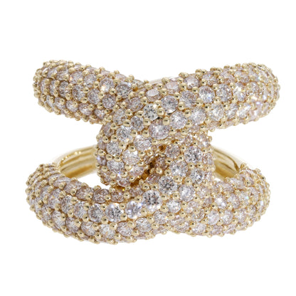 3.73 Ct Natural Pavé Diamond Knot Ring - Helodia Jewelry