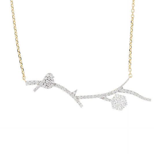 0.80 Ct Natural Diamond Tree Branch Necklace