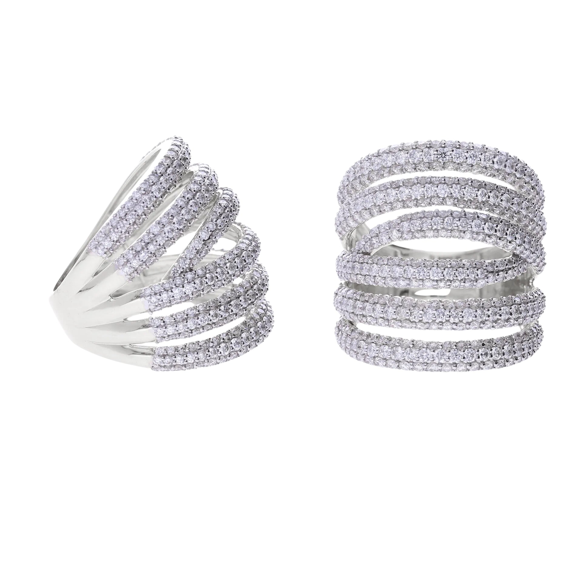 2.96 Ct Natural Multi-Band Pavé Diamond Ring - Helodia Jewelry