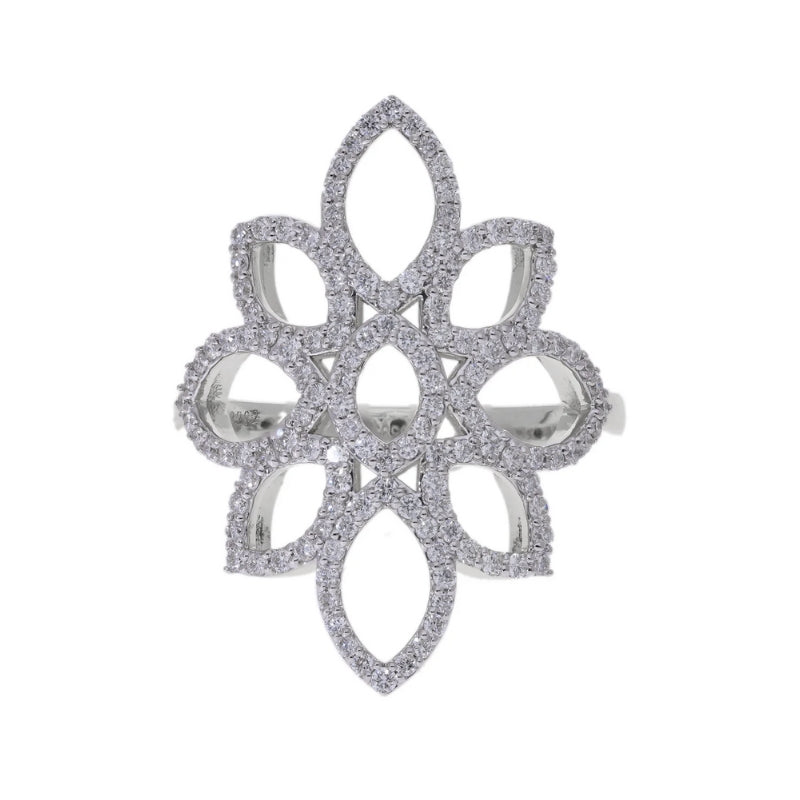 0.62 Ct Natural Diamond Flower Ring