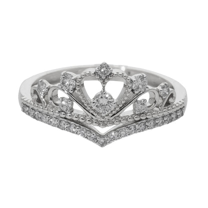 0.40 Ct Natural Diamond Crown Ring - Helodia Jewelry