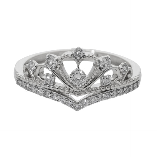 0.40 Ct Natural Diamond Crown Ring - Helodia Jewelry