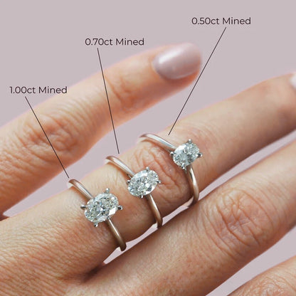 Natural Oval Cut Diamond Solitaire Engagement Ring - Helodia Jewelry