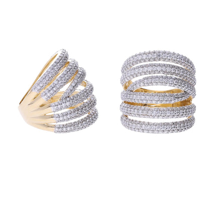 2.96 Ct Natural Multi-Band Pavé Diamond Ring - Helodia Jewelry