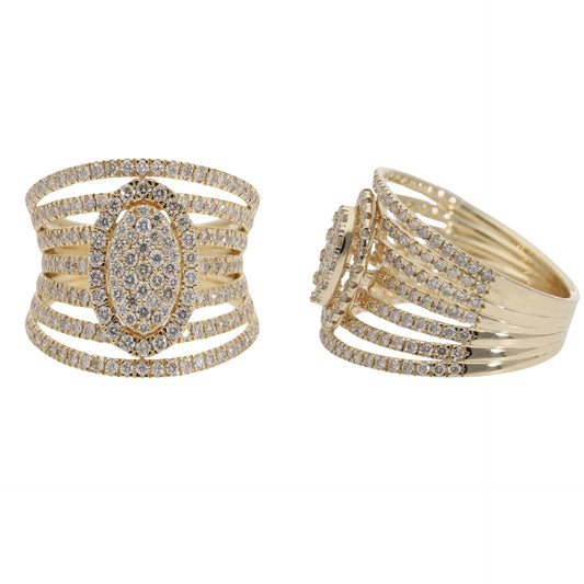 1.72 Ct Natural Pavé Diamond Marquise Shaped Ring - Helodia Jewelry