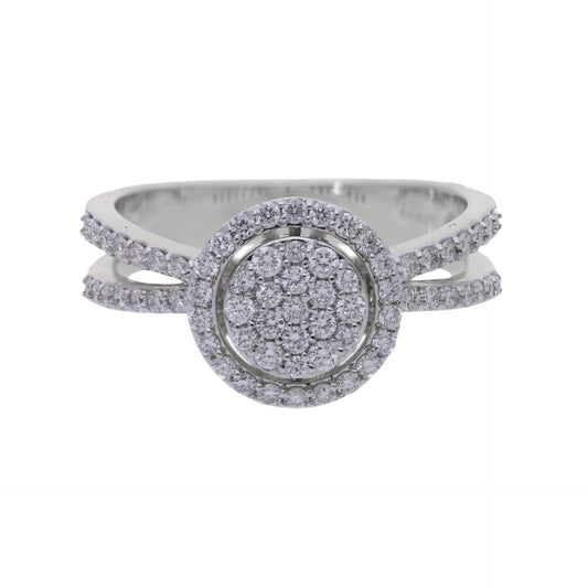 0.53 Ct Royal Natural Diamond Round Shaped Pavé Ring - Helodia Jewelry